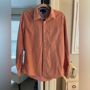 Men's Orange and White Tommy Hilfiger Long Sleeve Button Down - Size M